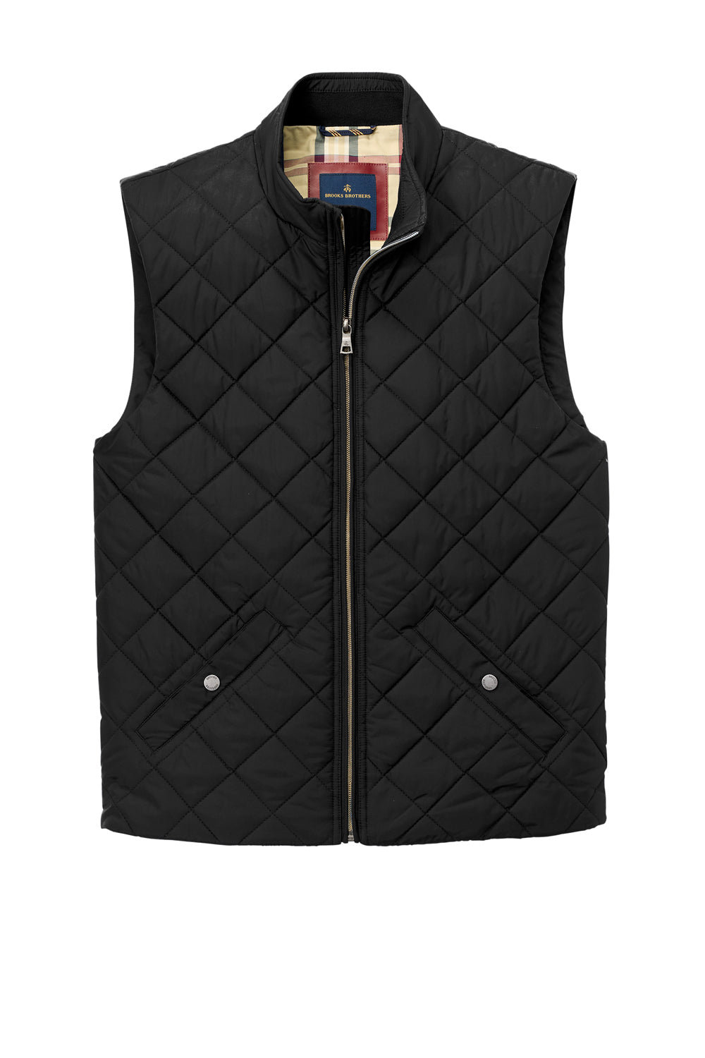 Brooks Brothers Mens Water Resistant Quilted Full Zip Vest Deep Black Flat Front
