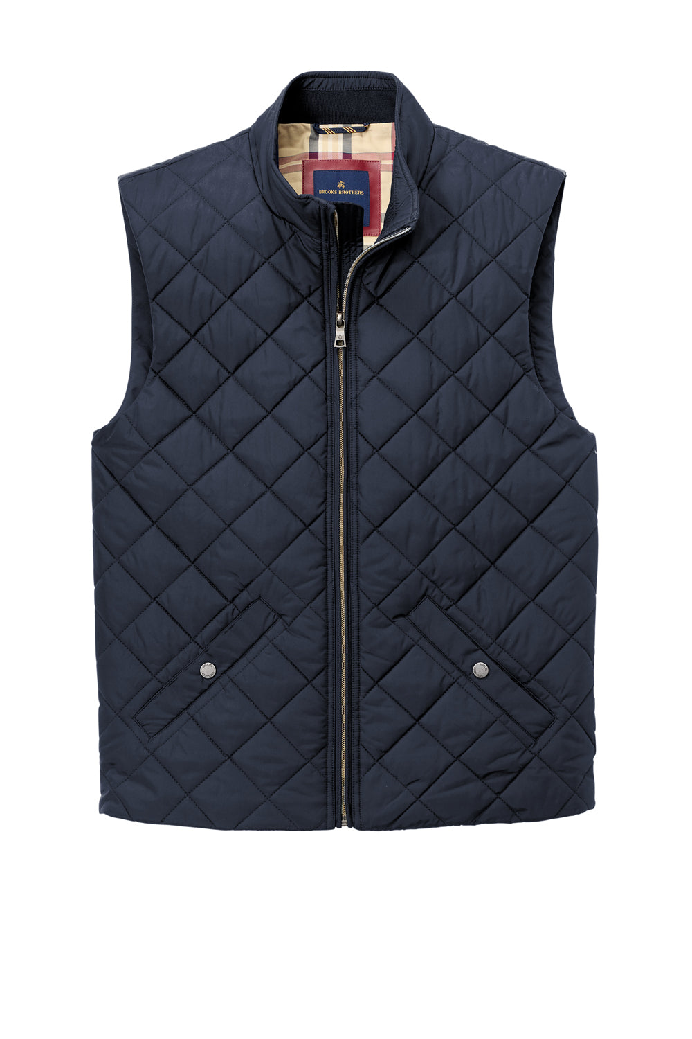 Brooks Brothers Mens Water Resistant Quilted Full Zip Vest Night Navy Blue Flat Front