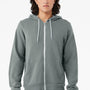 Bella + Canvas Mens Fleece Full Zip Hooded Sweatshirt Hoodie w/ Pockets - Storm Blue