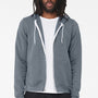 Bella + Canvas Mens Fleece Full Zip Hooded Sweatshirt Hoodie w/ Pockets - Steel Blue