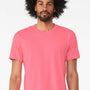 Bella + Canvas Mens Heather CVC Short Sleeve Crewneck T-Shirt - Neon Pink