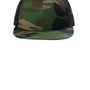 Port Authority Hats Mens Snapback Flat Bill Trucker Hat - Woodland Camo/Black