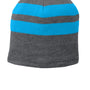 Port & Company Hats Unisex Fleece Lined Striped Beanie - Athletic Oxford Grey/Neon Blue