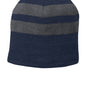 Port & Company Hats Unisex Fleece Lined Striped Beanie - Navy Blue/Athletic Oxford Grey