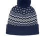 Port Authority Hats Mens Alpine Pom Beanie - True Navy Blue/Gusty Grey/Marshmellow White - COMING SOON