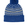 Port Authority Hats Mens Alpine Pom Beanie - True Royal Blue/Gusty Grey/Marshmellow White - COMING SOON