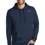 Nike Mens Club Fleece Hooded Sweatshirt Hoodie w/ Pouch Pocket - Navy Blue