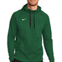 Nike Mens Therma-Fit Moisture Wicking Fleece Hooded Sweatshirt Hoodie w/ Pouch Pocket - Team Dark Green