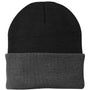 Port & Company Hats Unisex Knit Beanie - Black/Athletic Oxford Grey