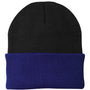 Port & Company Hats Unisex Knit Beanie - Black/Athletic Royal Blue