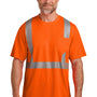 CornerStone Mens ANSI 107 Class 2 Moisture Wicking Short Sleeve Crewneck T-Shirt w/ Pocket - Safety Orange