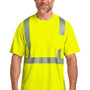 CornerStone Mens ANSI 107 Class 2 Moisture Wicking Short Sleeve Crewneck T-Shirt w/ Pocket - Safety Yellow