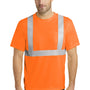 CornerStone Mens Moisture Wicking Short Sleeve Crewneck T-Shirt w/ Pocket - Safety Orange