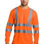 CornerStone Mens Moisture Wicking Long Sleeve Crewneck T-Shirt w/ Pocket - Safety Orange