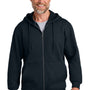 CornerStone Mens Tough Fleece Full Zip Hooded Sweatshirt Hoodie w/ Pockets - Navy Blue