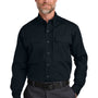 CornerStone Mens Select Tactical Stain Resistant Long Sleeve Button Down Shirt w/ Pockets - Navy Blue