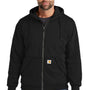 Carhartt Mens Water Resistant Thermal Lined Full Zip Hooded Sweatshirt Hoodie w/ Pockets - Black