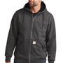Carhartt Mens Water Resistant Thermal Lined Full Zip Hooded Sweatshirt Hoodie w/ Pockets - Heather Carbon Grey