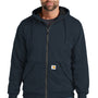 Carhartt Mens Water Resistant Thermal Lined Full Zip Hooded Sweatshirt Hoodie w/ Pockets - New Navy Blue