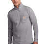 Carhartt Mens Force Moisture Wicking 1/4 Zip Long Sleeve T-Shirt w/ Pocket - Heather Grey