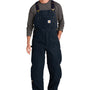 Carhartt Mens Firm Duck Insulated Bib Overalls w/ Pockets - Dark Navy Blue