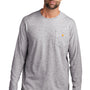 Carhartt Mens Force Moisture Wicking Long Sleeve Crewneck T-Shirt w/ Pocket - Heather Grey