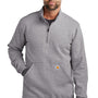 Carhartt Mens 1/4 Zip Sweatshirt w/ Pouch Pocket - Heather Grey
