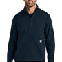 Carhartt Mens Textured Fleece Full Zip Jacket - Navy Blue