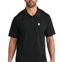 Carhartt Mens Moisture Wicking Short Sleeve Polo Shirt w/ Pocket - Black