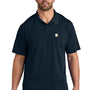 Carhartt Mens Moisture Wicking Short Sleeve Polo Shirt w/ Pocket - Navy Blue