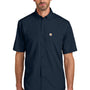 Carhartt Mens Force Sun Defender Moisture Wicking Short Sleeve Button Down Shirt w/ Double Pockets - Navy Blue