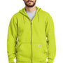 Carhartt Mens Full Zip Hooded Sweatshirt Hoodie w/ Pockets - Brite Lime Green