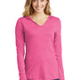 District Womens Perfect Tri Long Sleeve Hooded T-Shirt Hoodie - Fuchsia Pink Frost