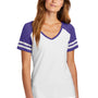 District Womens Game Short Sleeve V-Neck T-Shirt - White/Heather Purple - Closeout