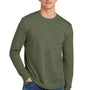 District Mens Perfect Blend CVC Long Sleeve Crewneck T-Shirt - Heather Olive Green