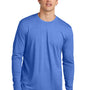 District Mens Perfect Blend CVC Long Sleeve Crewneck T-Shirt - Heather Royal Blue