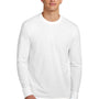 District Mens Perfect Blend CVC Long Sleeve Crewneck T-Shirt - White