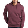 District Mens Perfect Weight Fleece Hooded Sweatshirt Hoodie w/ Pouch Pocket - Heather Loganberry - Closeout