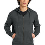 District Mens Perfect Weight Fleece Full Zip Hooded Sweatshirt Hoodie w/ Pockets - Heather Charcoal Grey