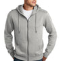 District Mens Perfect Weight Fleece Full Zip Hooded Sweatshirt Hoodie w/ Pockets - Heather Steel Grey