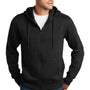 District Mens Perfect Weight Fleece Full Zip Hooded Sweatshirt Hoodie w/ Pockets - Jet Black