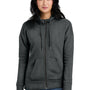 District Womens Perfect Weight Fleece Full Zip Hooded Sweatshirt Hoodie w/ Pockets - Heather Charcoal Grey