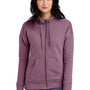 District Womens Perfect Weight Fleece Full Zip Hooded Sweatshirt Hoodie w/ Pockets - Orchid Haze