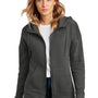 District Womens Perfect Weight Fleece Full Zip Hooded Sweatshirt Hoodie w/ Pockets - Charcoal Grey