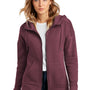 District Womens Perfect Weight Fleece Full Zip Hooded Sweatshirt Hoodie w/ Pockets - Heather Loganberry - Closeout