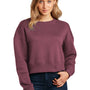 District Womens Perfect Weight Fleece Cropped Crewneck Sweatshirt - Heather Loganberry - Closeout