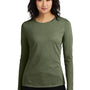 District Womens Perfect Blend CVC Long Sleeve Crewneck T-Shirt - Heather Olive Green