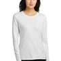 District Womens Perfect Blend CVC Long Sleeve Crewneck T-Shirt - White