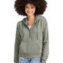 District Womens Perfect Tri Fleece 1/4 Zip Hooded Sweatshirt Hoodie w/ Pouch Pocket - Grey Frost