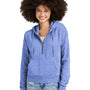 District Womens Perfect Tri Fleece 1/4 Zip Hooded Sweatshirt Hoodie w/ Pouch Pocket - Royal Blue Frost